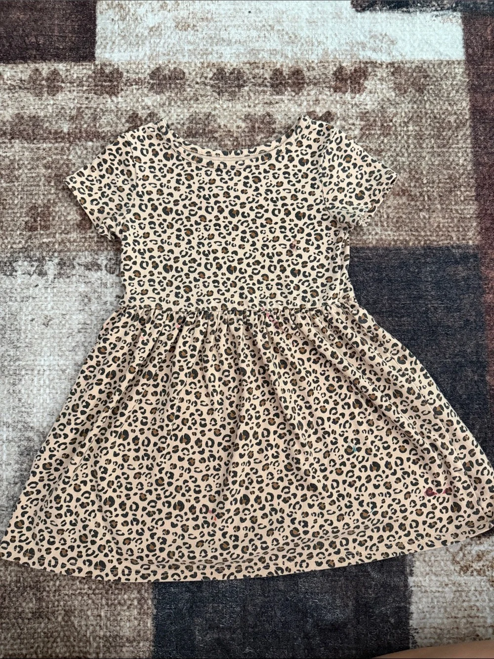Cat & Jack Beige Leopard Print Short Sleeve Dress